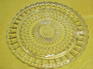 PRESSED GLASS Clear Footed Serving Plate