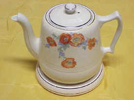  Orange Poppy Pattern Coffee Pot & Lid with Ceramic Hot Plate