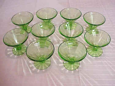 Federal Glass Company Green Depression Sherbets