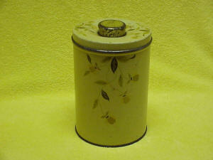 Jewel Tea Autumn Leaf Round Metal Canister