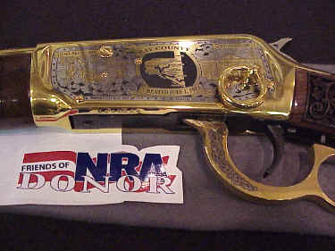 Winchester Model 1894 Special Proof Rifle in .45 Colt as Bay County Florida Commemorative finished in 24K Gold 